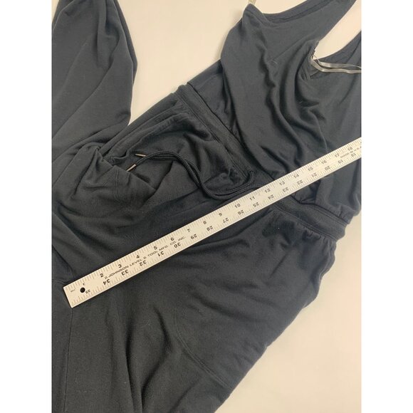 Athleta Womens Black Balance Jumpsuit Size S drawstring waist pockets scoop neck - Picture 9 of 9